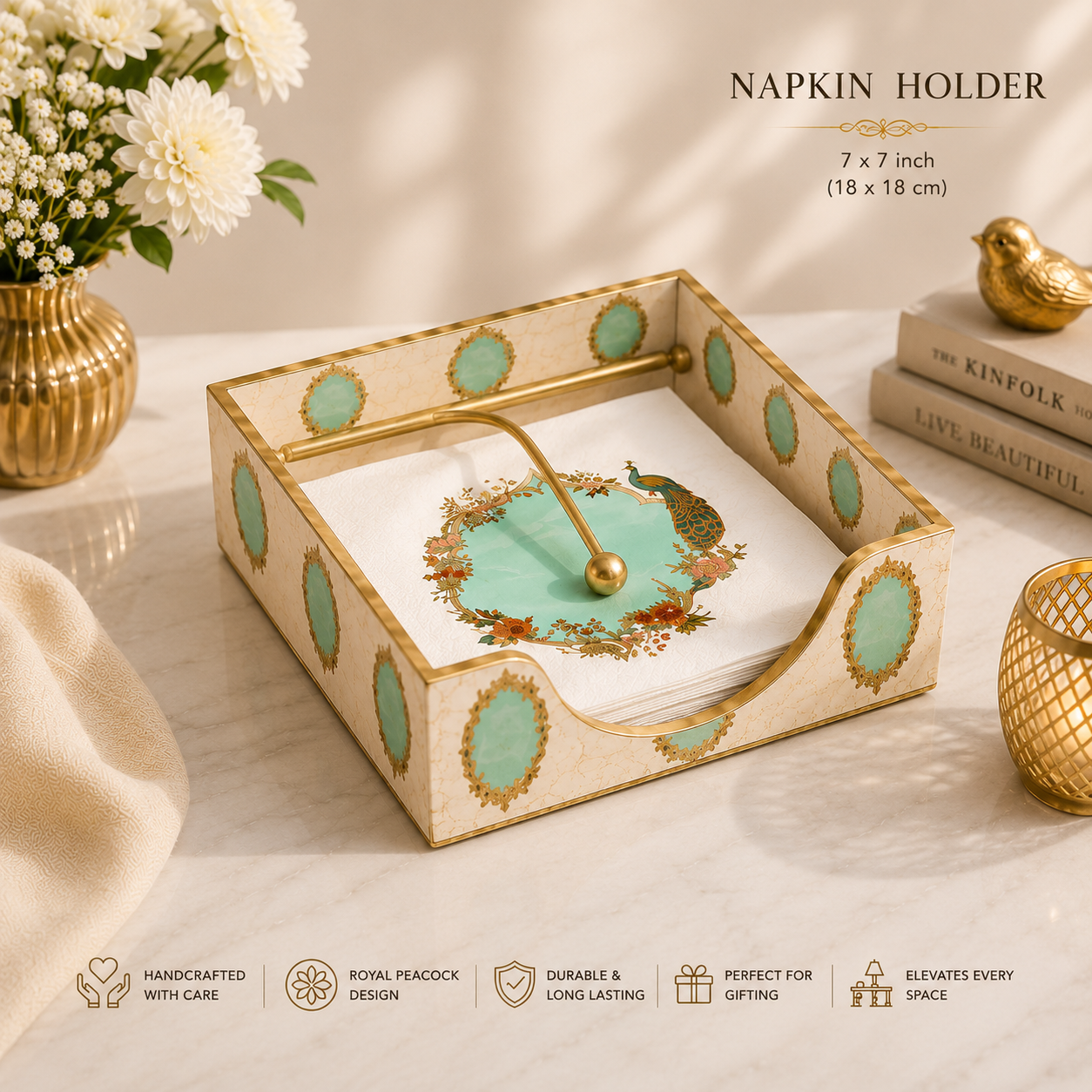 Royal Peacock 4-Piece Serving & Organizer Tray Set