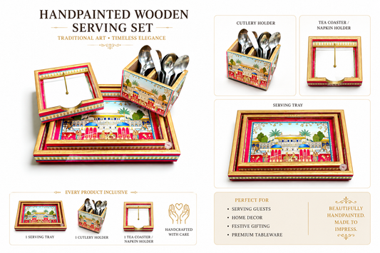 Hand painted Rajasthani Wooden Napkin Holder.