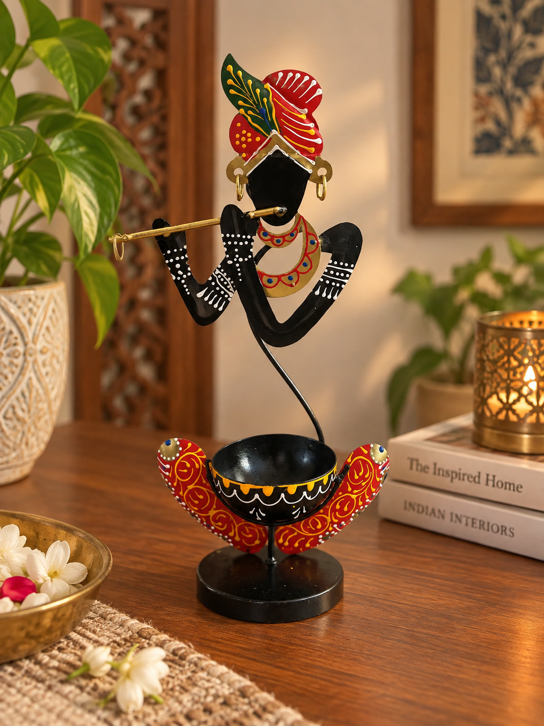 Melody of Krishna – Hand-Painted Decorative Tealight Holder (Copy)