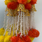 Handmade Orange and yellow marigold floral Hanging Door Decoration for Weddings and Festive Occasions. (Tooran) Set of 2 pcs