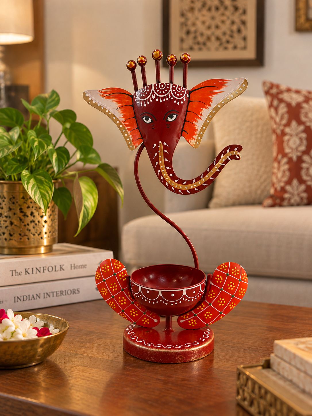 Ganesha Glow – Hand-Painted Decorative Tealight Holder