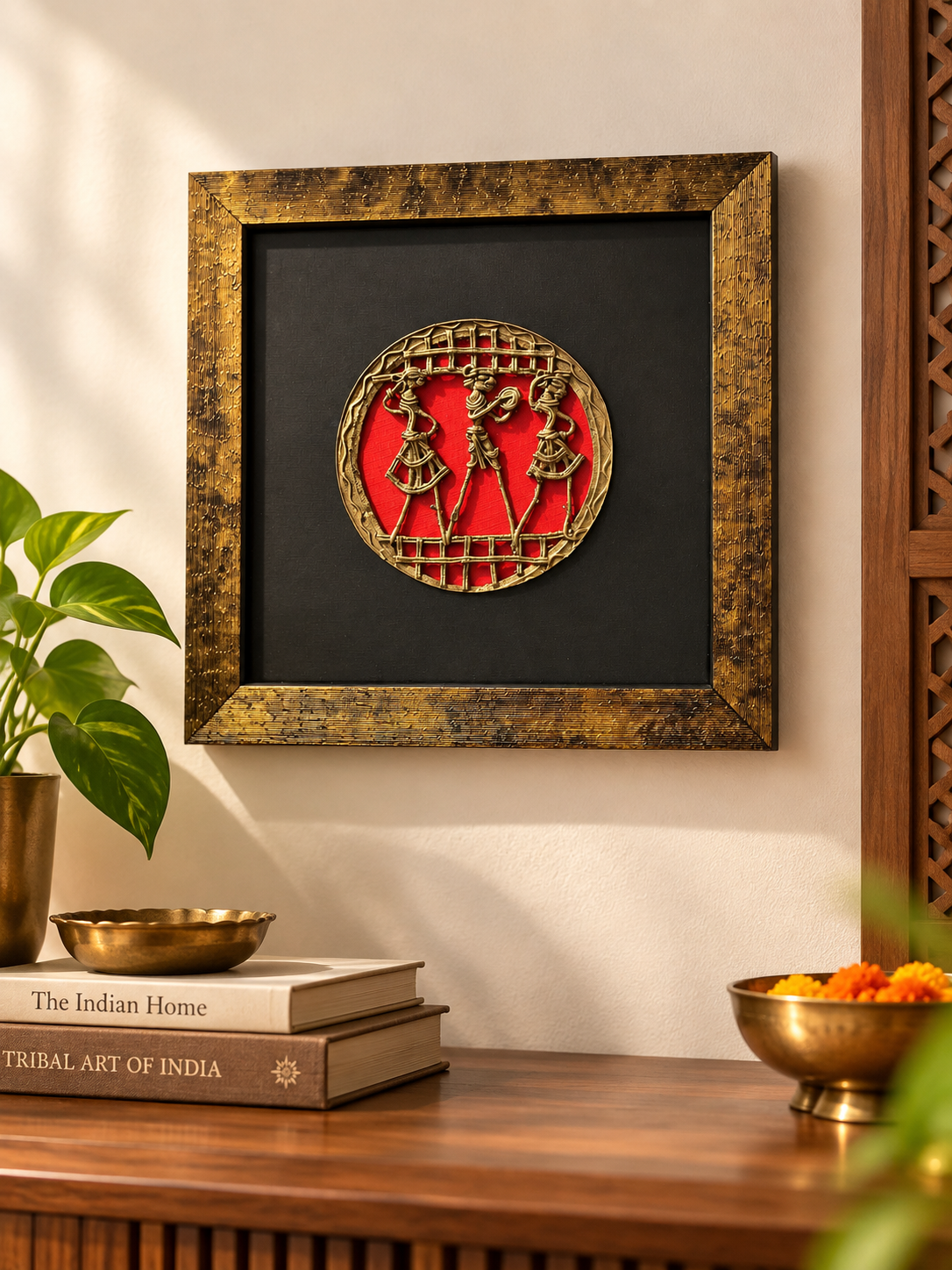 Folk Indian Dokra art wall hanging