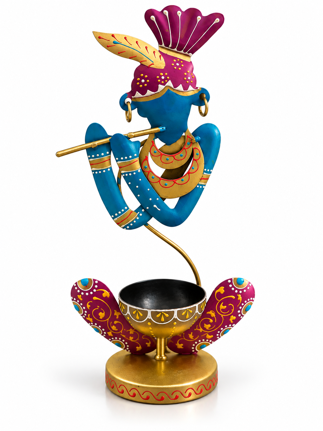 Melody of Krishna – Hand-Painted Decorative Tealight Holder