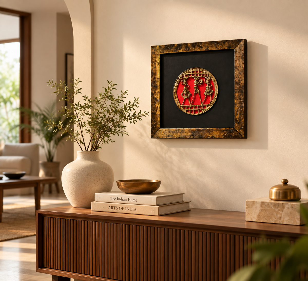 Folk Indian Dokra art wall hanging