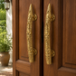 Handcrafted Brass Ganesha Door Handle Pair/ Traditional Indian Luxury Door Hardware.