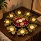 Golden Lotus Diya Urli Centerpiece with 8 Tealight Holders