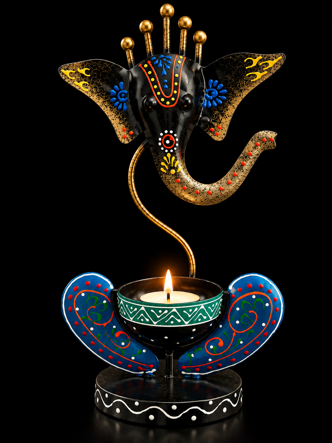 Ganesha Glow – Hand-Painted Decorative Tealight Holder