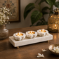 Lotus Marble Diya Set with Tray