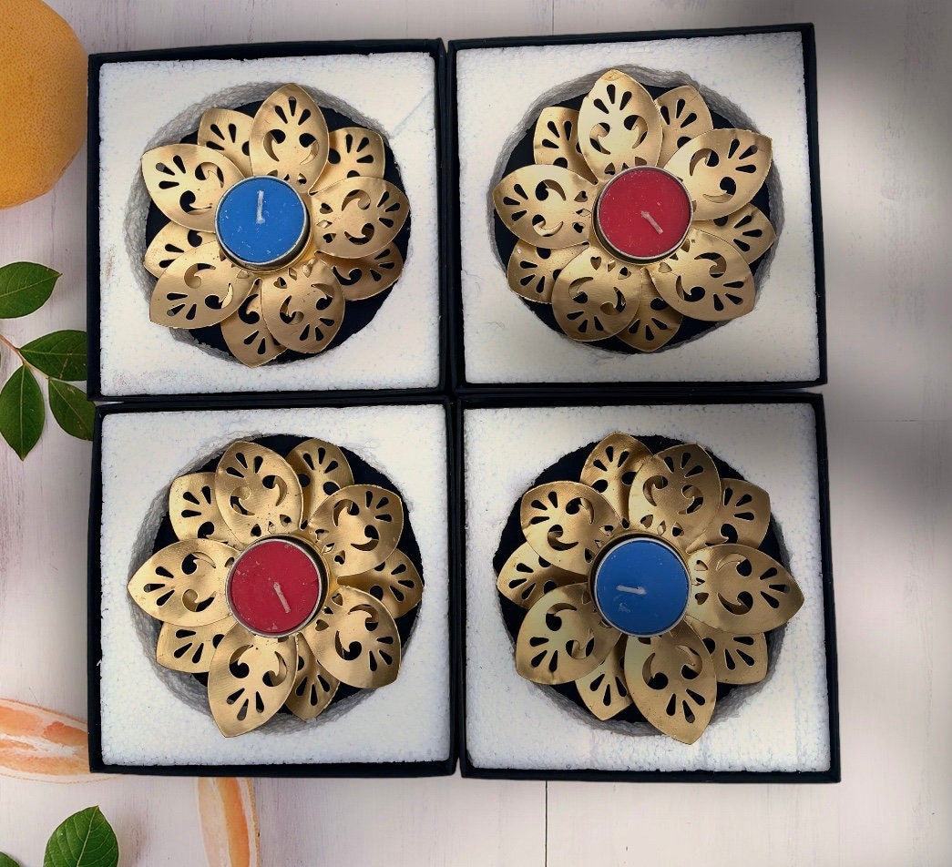 Lotus leaf Diwali diya in a gift box.