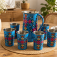 Hand-Painted Blue Floral Jug & Glass Set