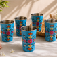 Hand-Painted Blue Floral Jug & Glass Set
