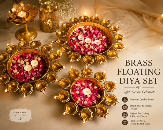 Artisan Brass Floating Diya Centerpiece