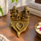 Divine Lakshmi Ganesha Diya – Antique Gold Prosperity Lamp