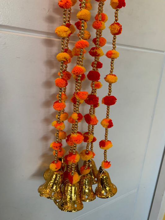 Handmade colourful Hanging Decoration for Weddings and Festive Occasions. Set of 2