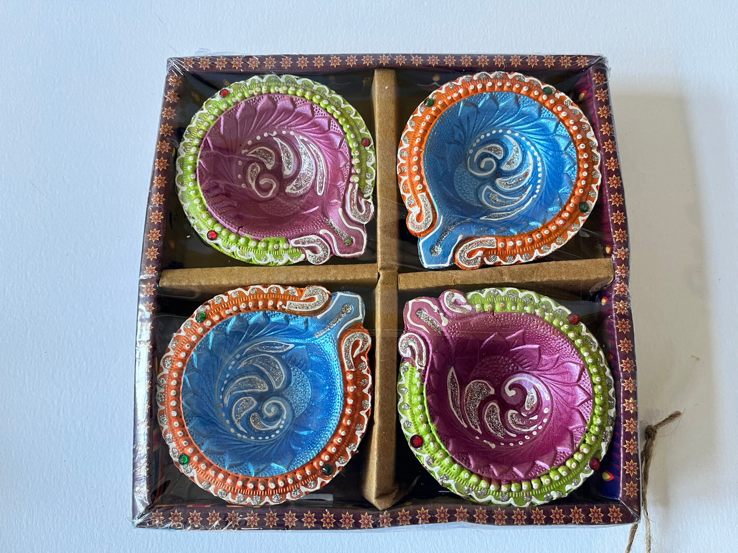 Diwali diya, clay and multicolour