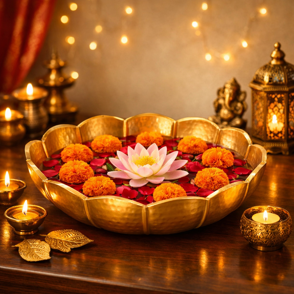 Handcrafted 10 Inch Lotus Urli Bowl
