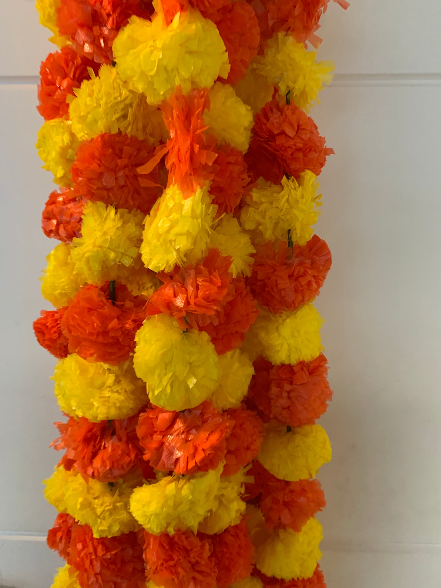 Handmade Orange and yellow marigold floral Hanging Door Decoration for Weddings and Festive Occasions. (Tooran) Set of 2 pcs