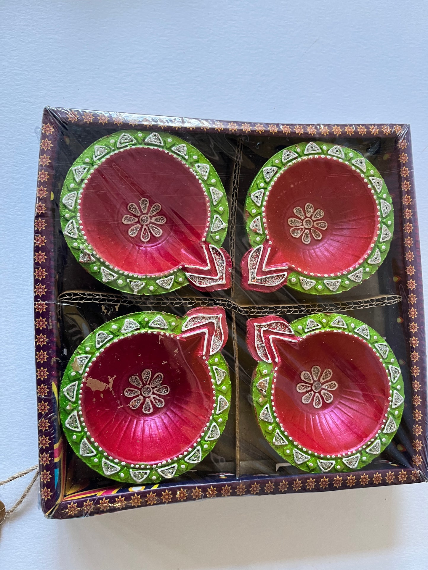 Diwali diya, clay and multicolour