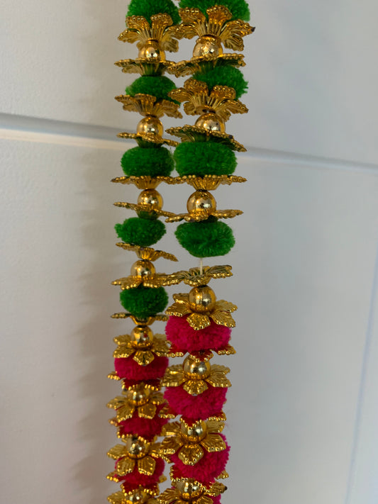 Handmade colourful Hanging Decoration for Weddings and Festive Occasions. Set of 2