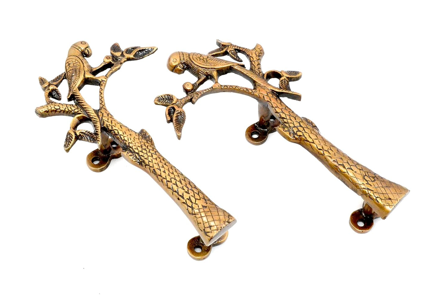 Brass Parrot on tree Door Handle Pair (2 pcs) | Home Decor | Door Decor | Pair of Brass Door Handles | Pair of Brass Door Pulls