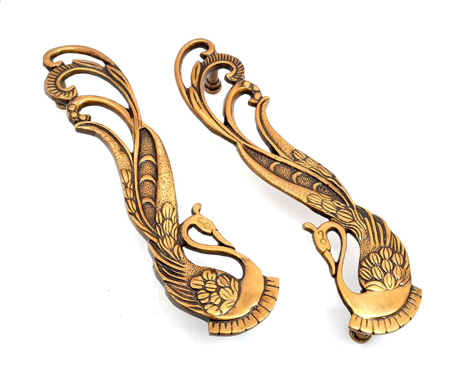 Brass Door Handle Pair (2 pcs) | Home Decor | Door Decor | Pair of Brass Door Handles | Pair of Brass Door Pulls (Peacock)