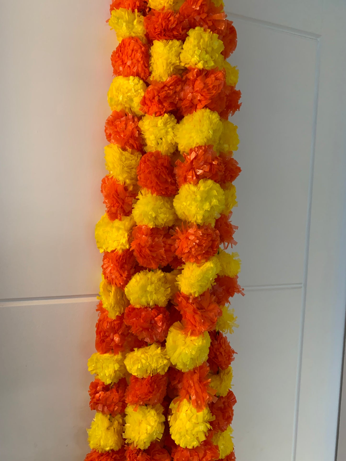 Handmade Orange and yellow marigold floral Hanging Door Decoration for Weddings and Festive Occasions. (Tooran) Set of 2 pcs