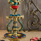 Brass dancing ganesh with gem stone work diya stand