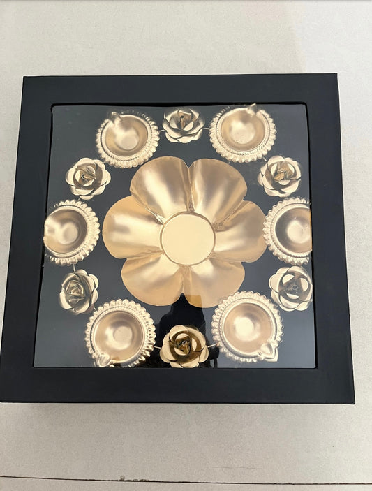 Rose flower diya decorative urli in a gift box