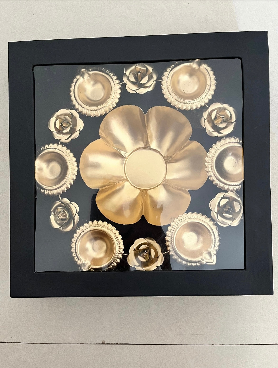 Rose flower diya decorative urli in a gift box