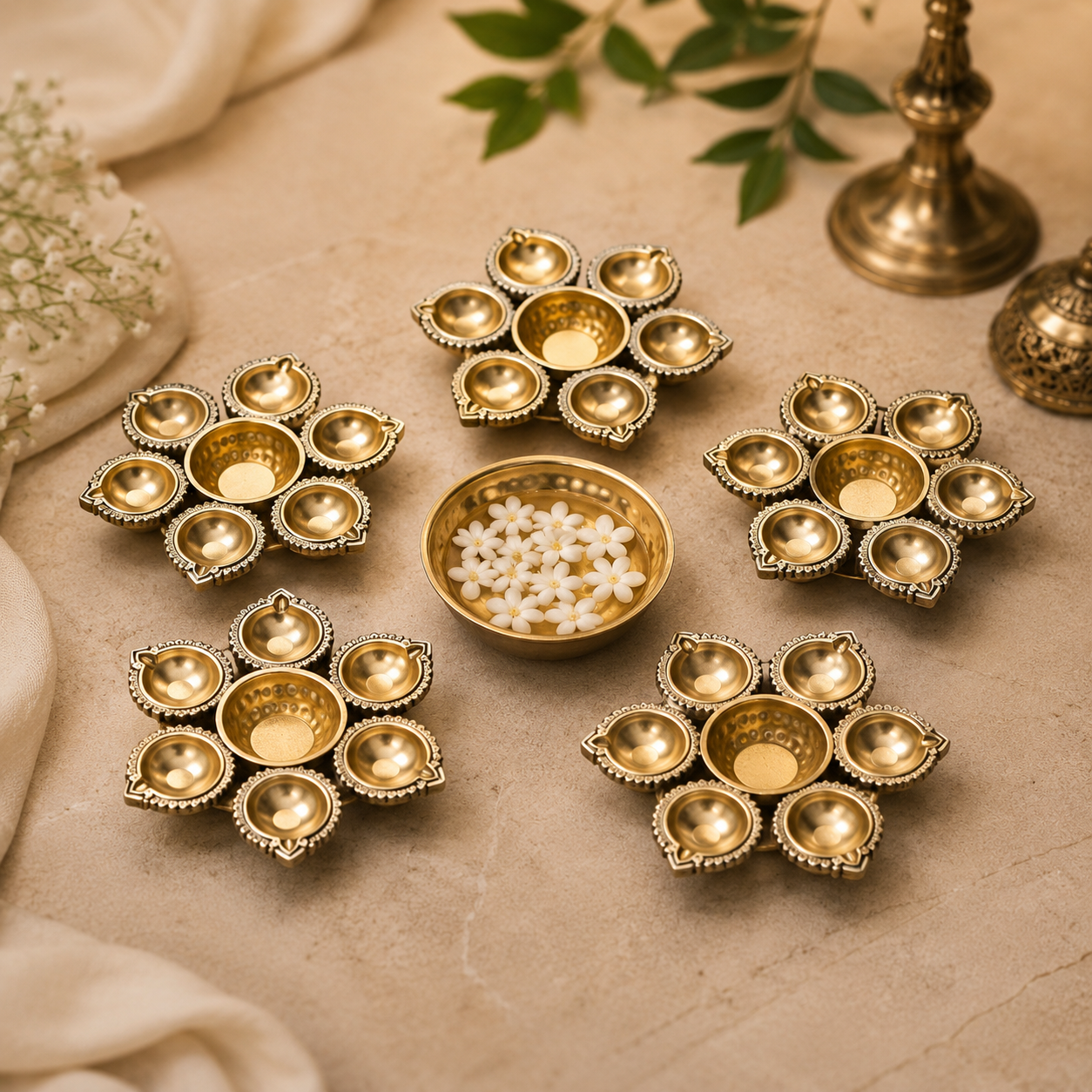 Festive Gold Urli Centerpiece.