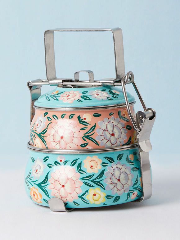 Handpainted decorative 2 tier tiffin box