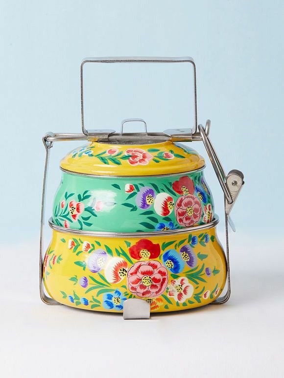 Hand painted decorative 2 tier tiffin box