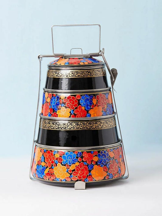 Hand painted decorative 3 tier tiffin box