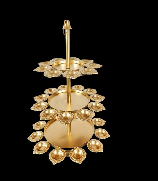 Aurelia triple layer t-light holder for festive decoration. Festive vibe/Indian decor/Diwali.