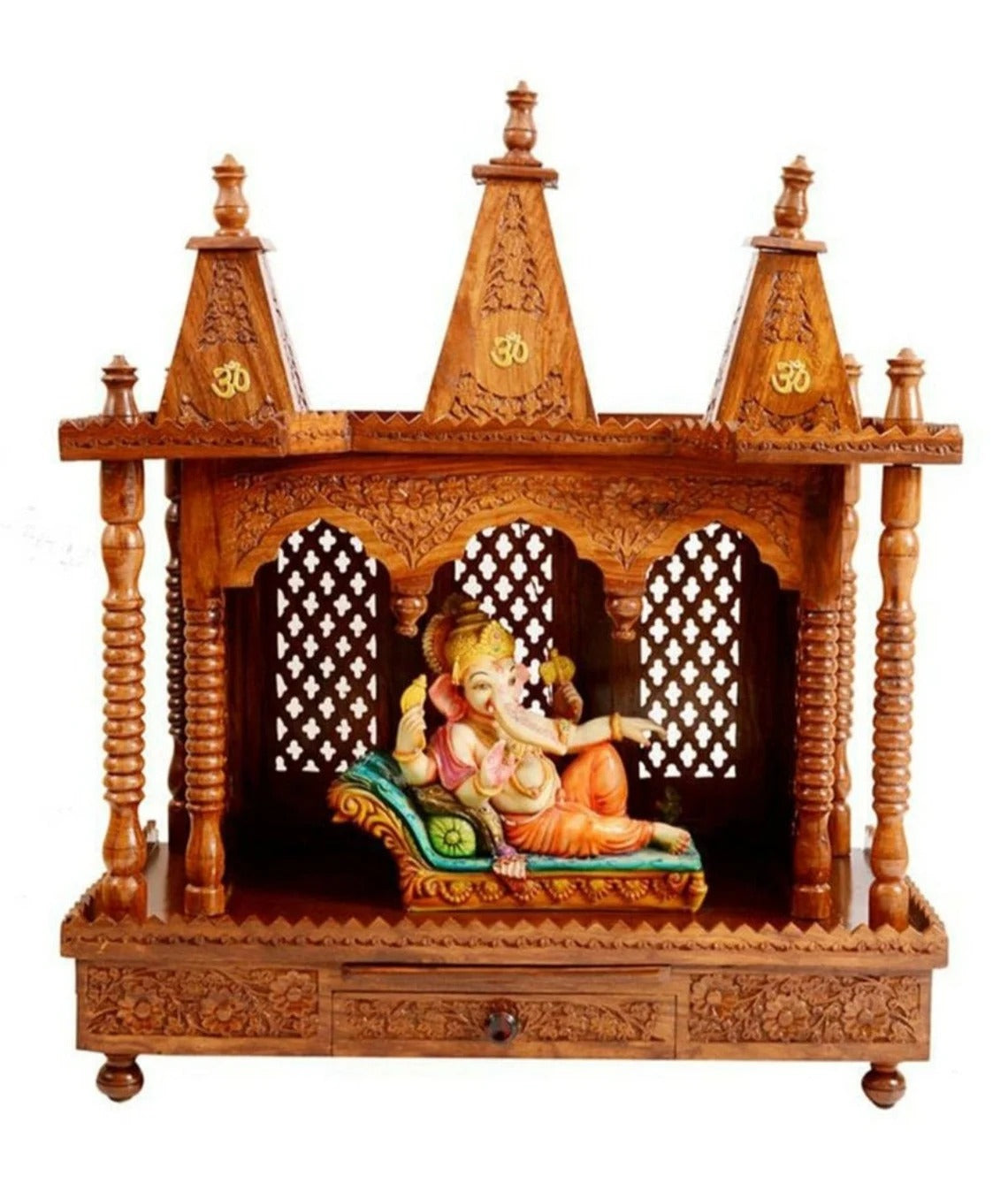 Handcrafted wooden temple. Indian temple, Mandir, Pooja room, religious.