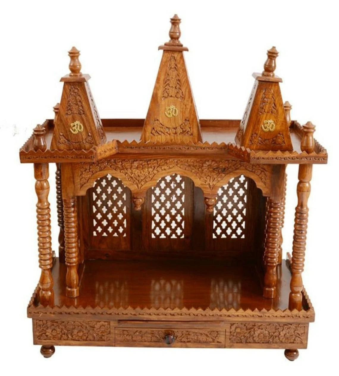 Handcrafted wooden temple. Indian temple, Mandir, Pooja room, religious.