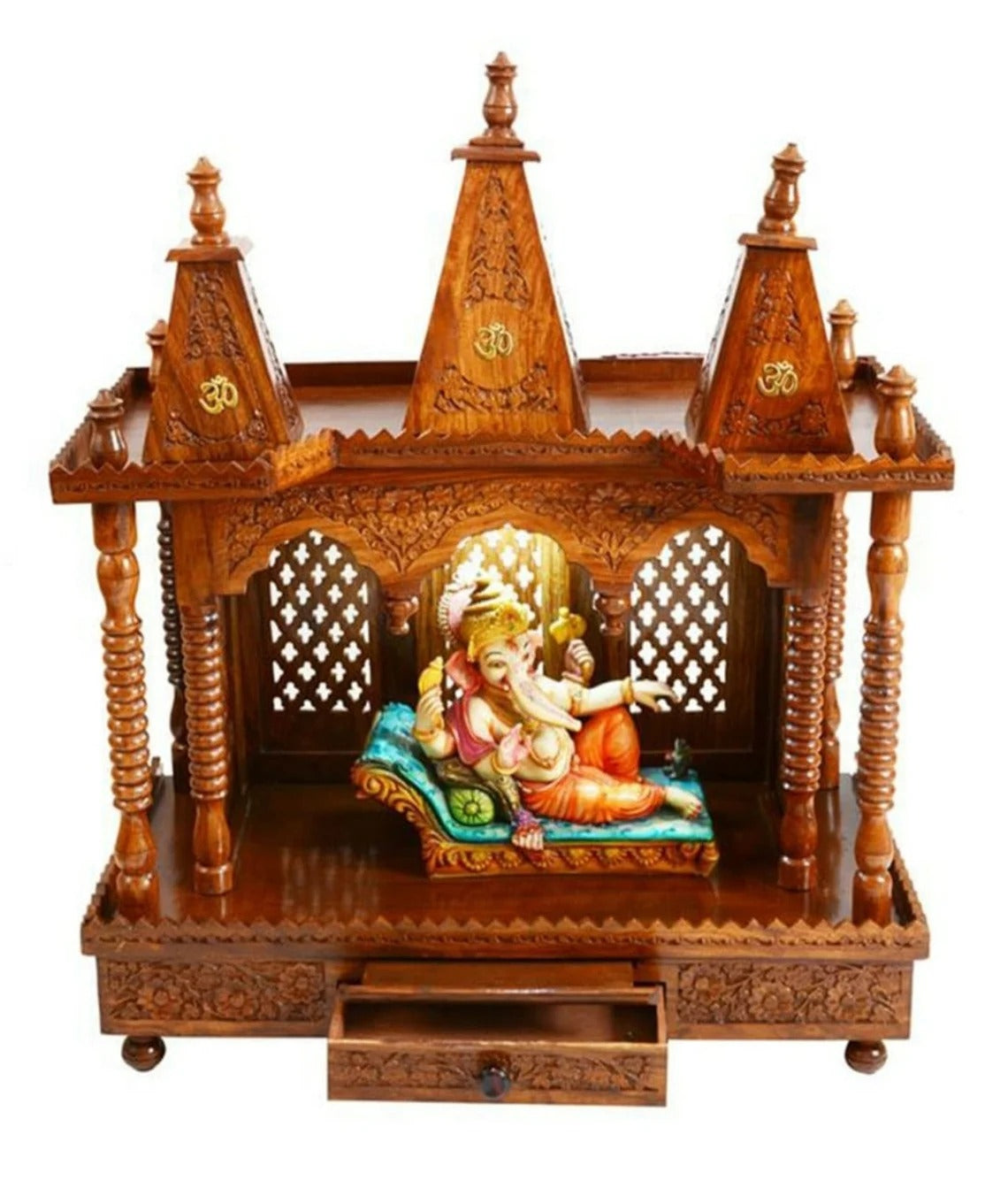 Handcrafted wooden temple. Indian temple, Mandir, Pooja room, religious.