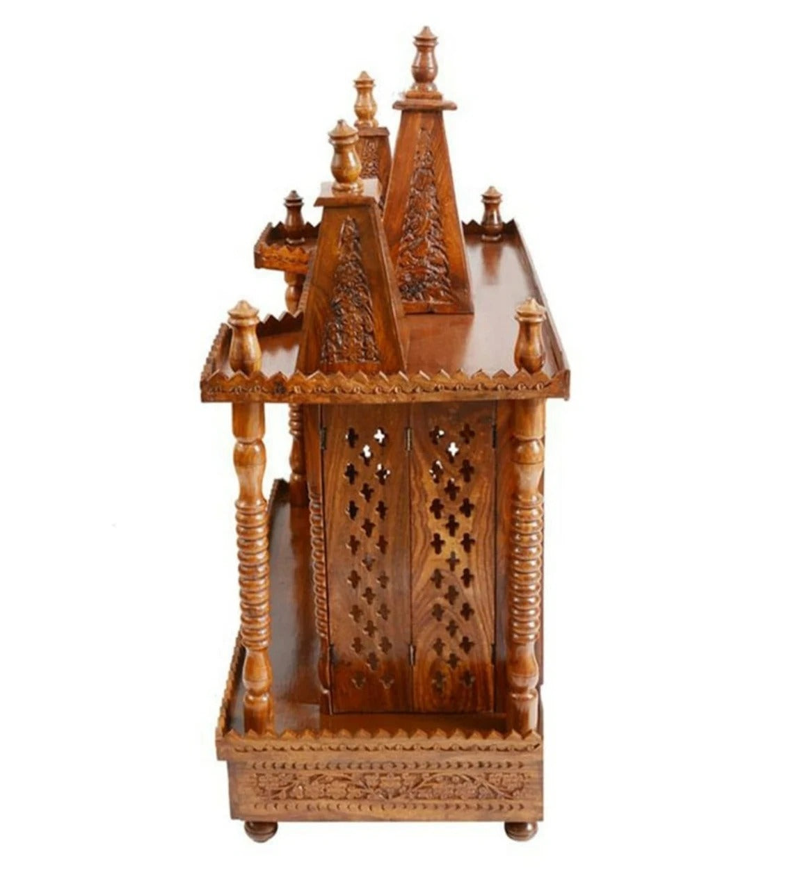 Handcrafted wooden temple. Indian temple, Mandir, Pooja room, religious.