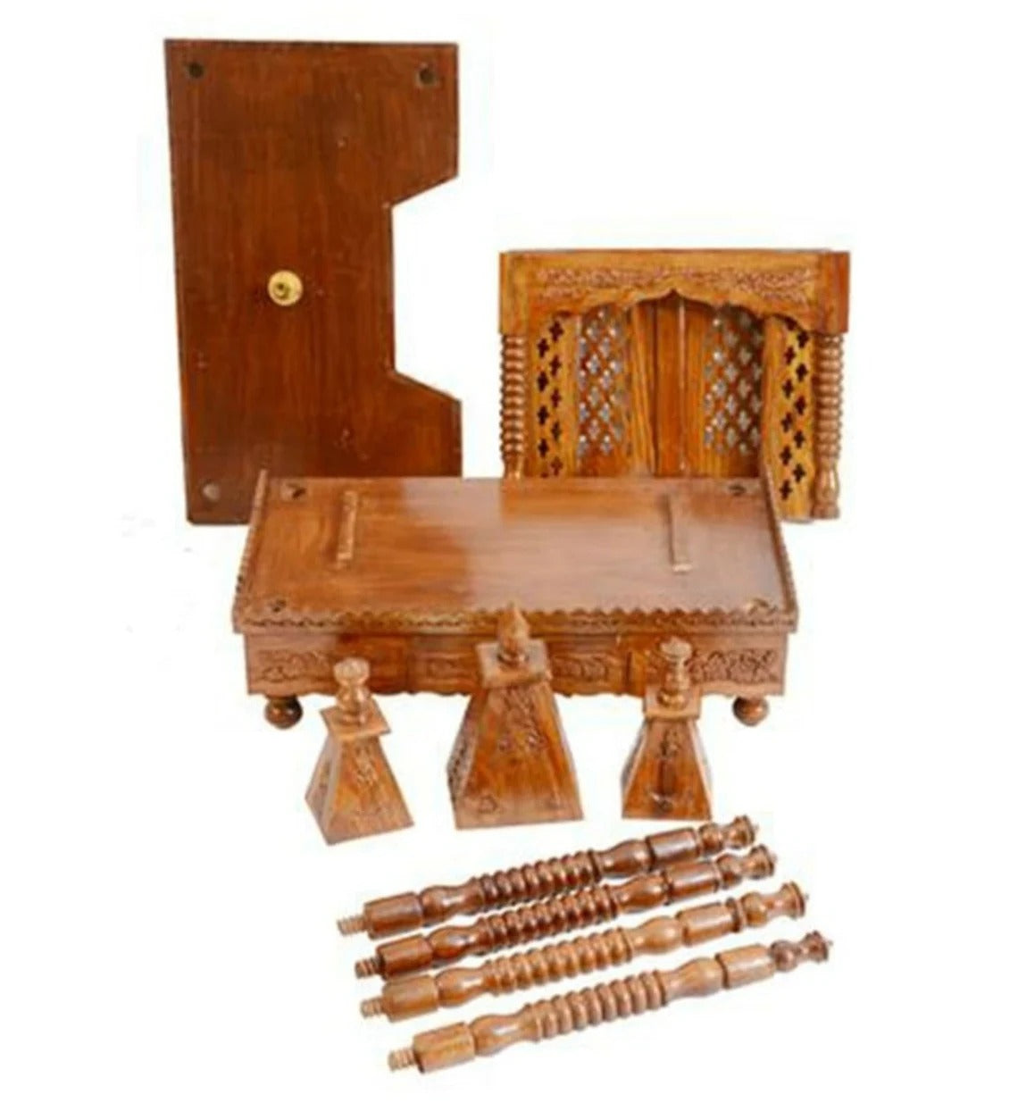 Handcrafted wooden temple. Indian temple, Mandir, Pooja room, religious.