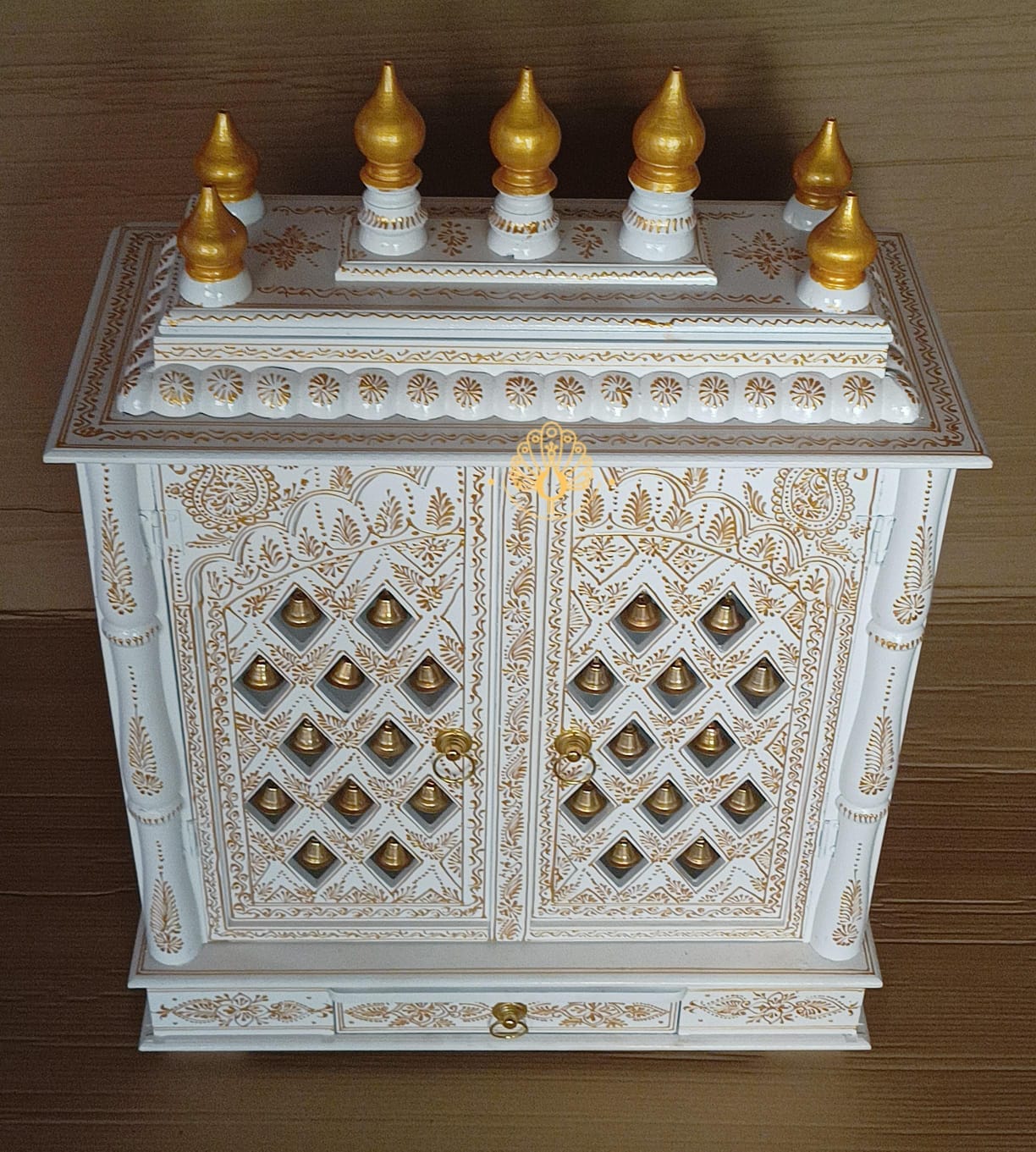 Handmade wooden white temple for home. Mandir/ Temple/Religious