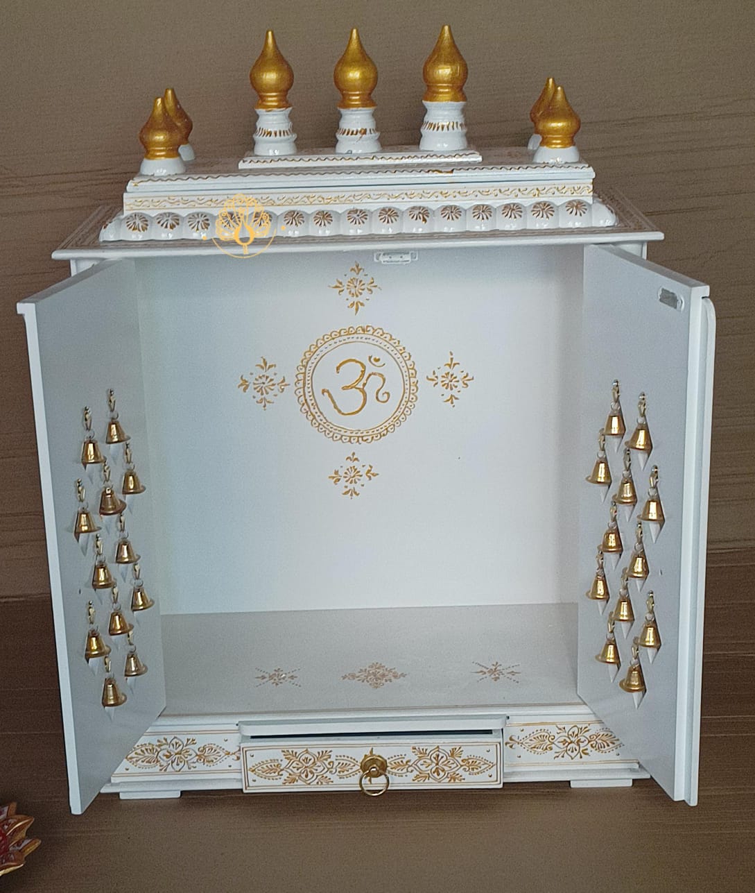 Handmade wooden white temple for home. Mandir/ Temple/Religious