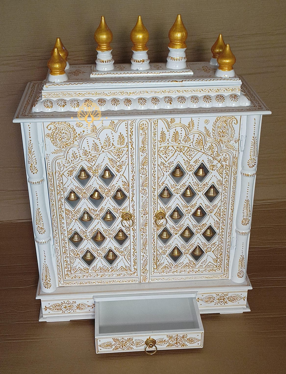 Handmade wooden white temple for home. Mandir/ Temple/Religious