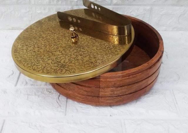 Handcrafted wooden Chapati box. Condiment box/Roti box.