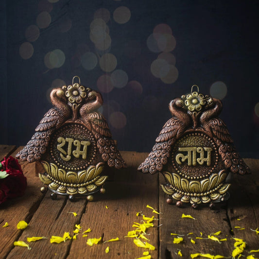 Terracota Shubh Labh wall hanging. Diwali/ wedding decoration