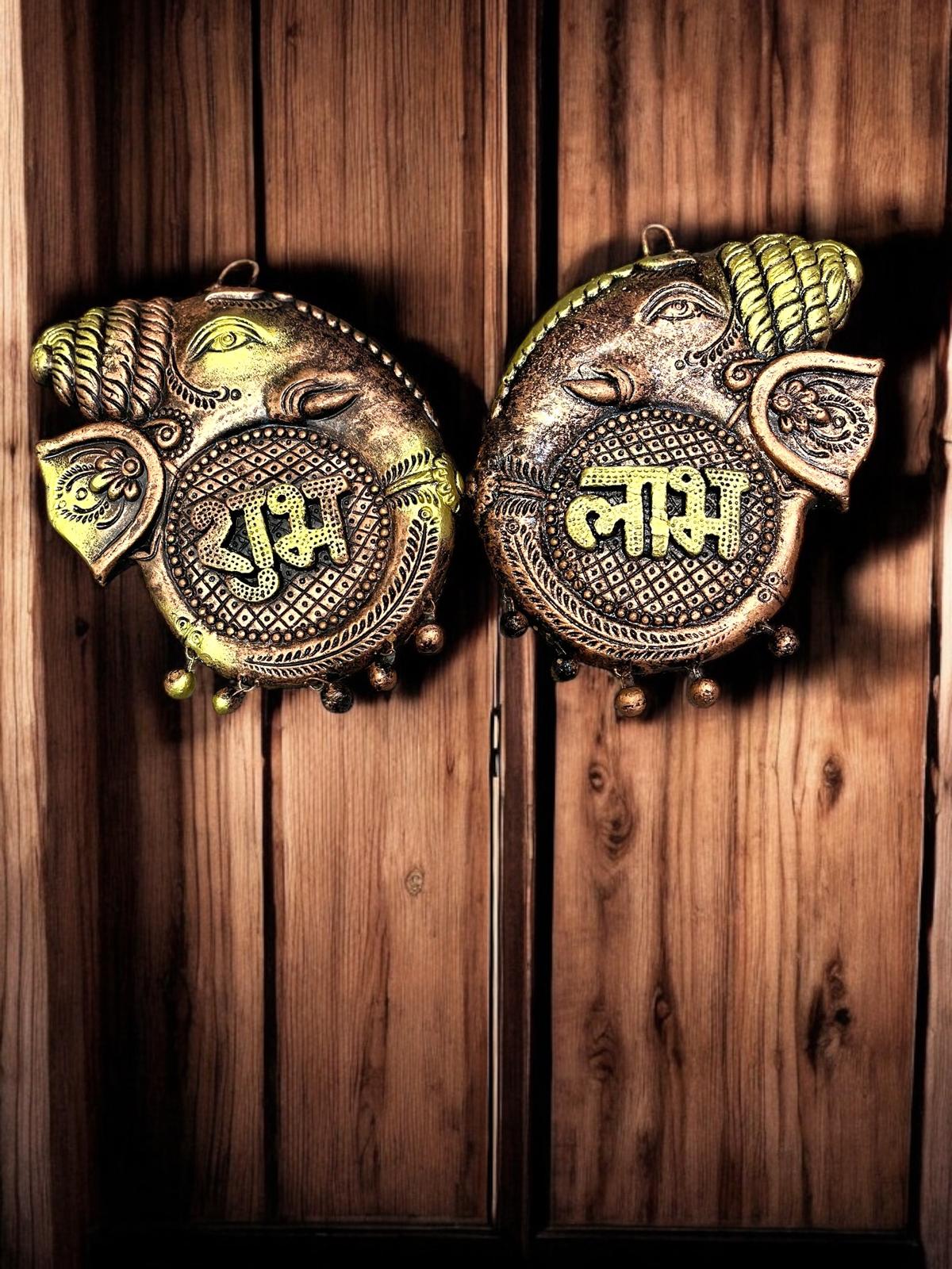 Terracota Shubh Labh wall hanging. Diwali/ wedding decoration