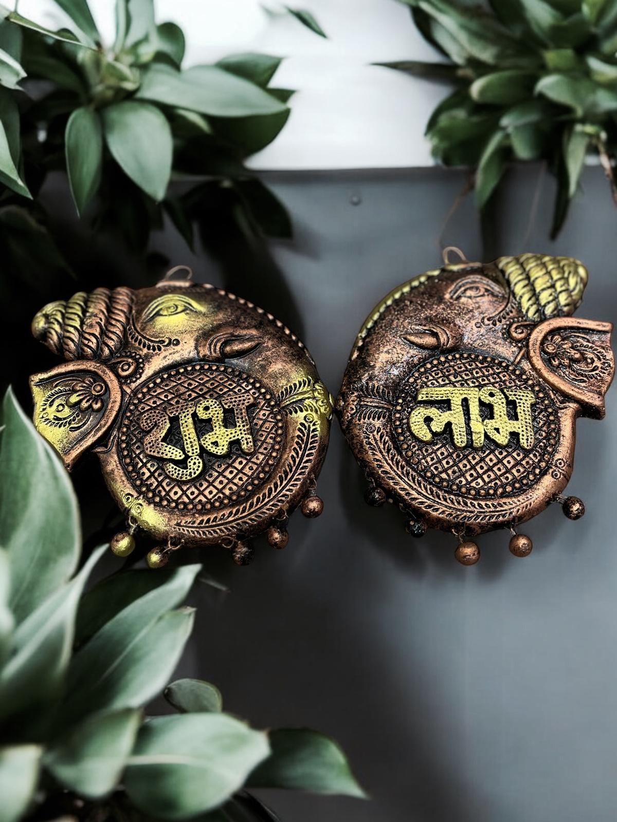 Terracota Shubh Labh wall hanging. Diwali/ wedding decoration