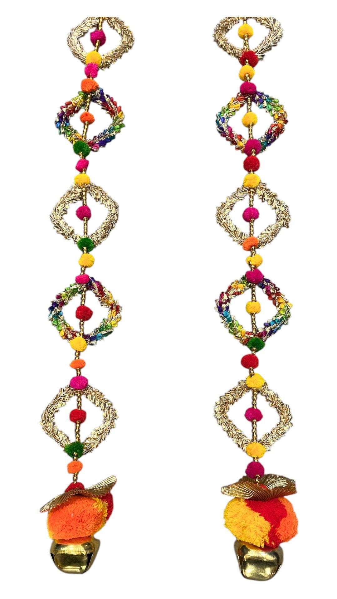 Handmade colourful Hanging Decoration for Weddings and Festive Occasions. Set of 2