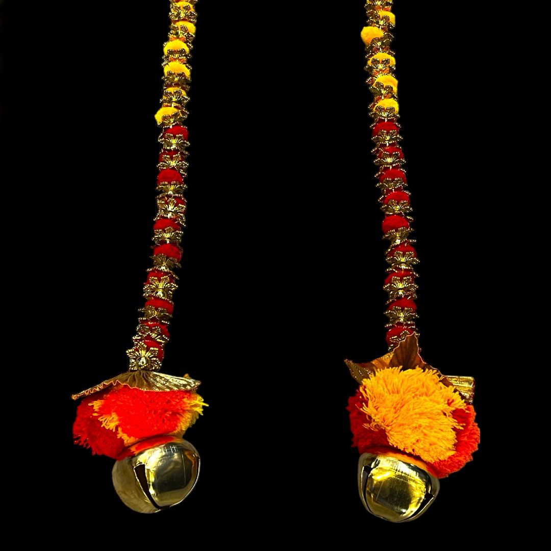 Handmade colourful Hanging Decoration for Weddings and Festive Occasions. Set of 2