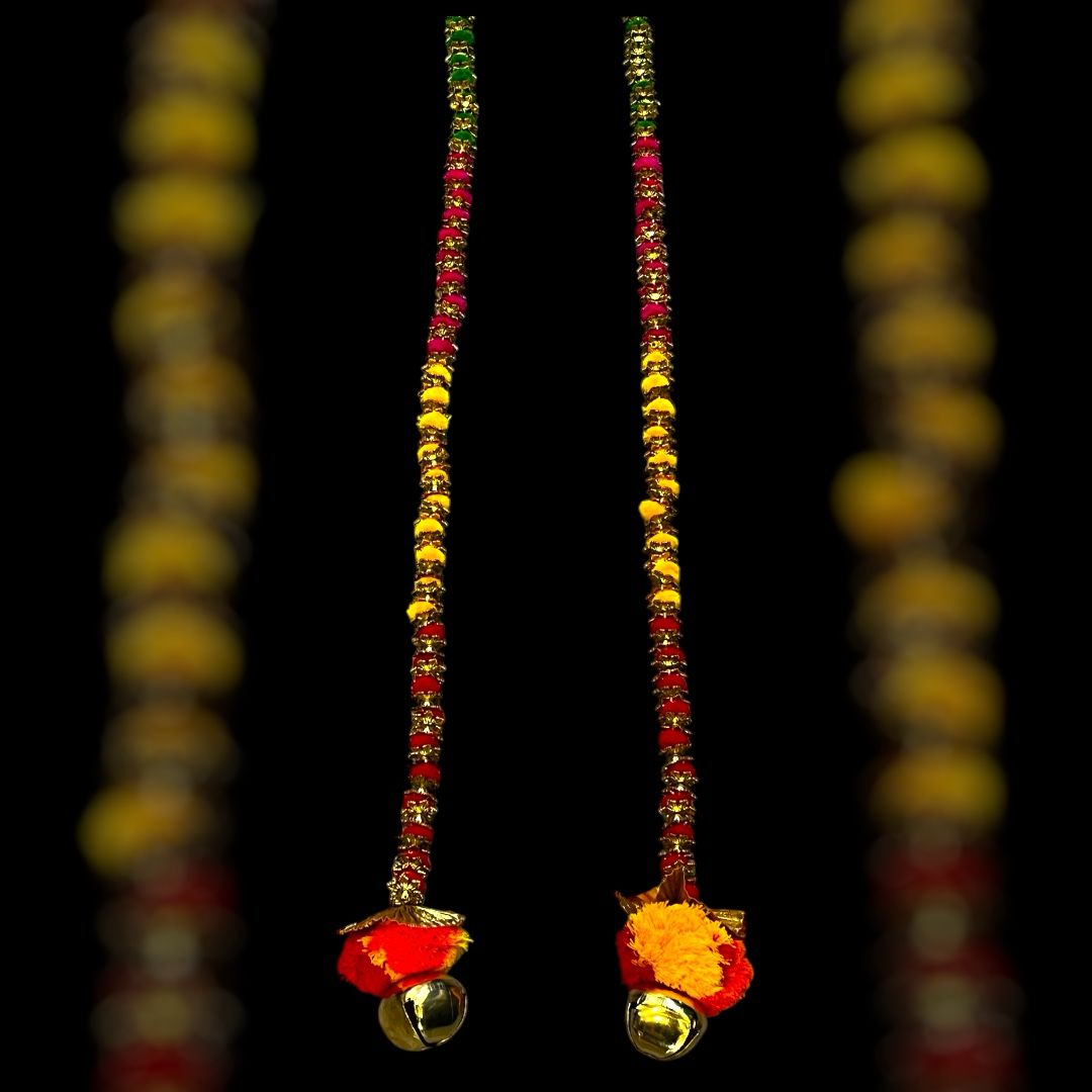 Handmade colourful Hanging Decoration for Weddings and Festive Occasions. Set of 2