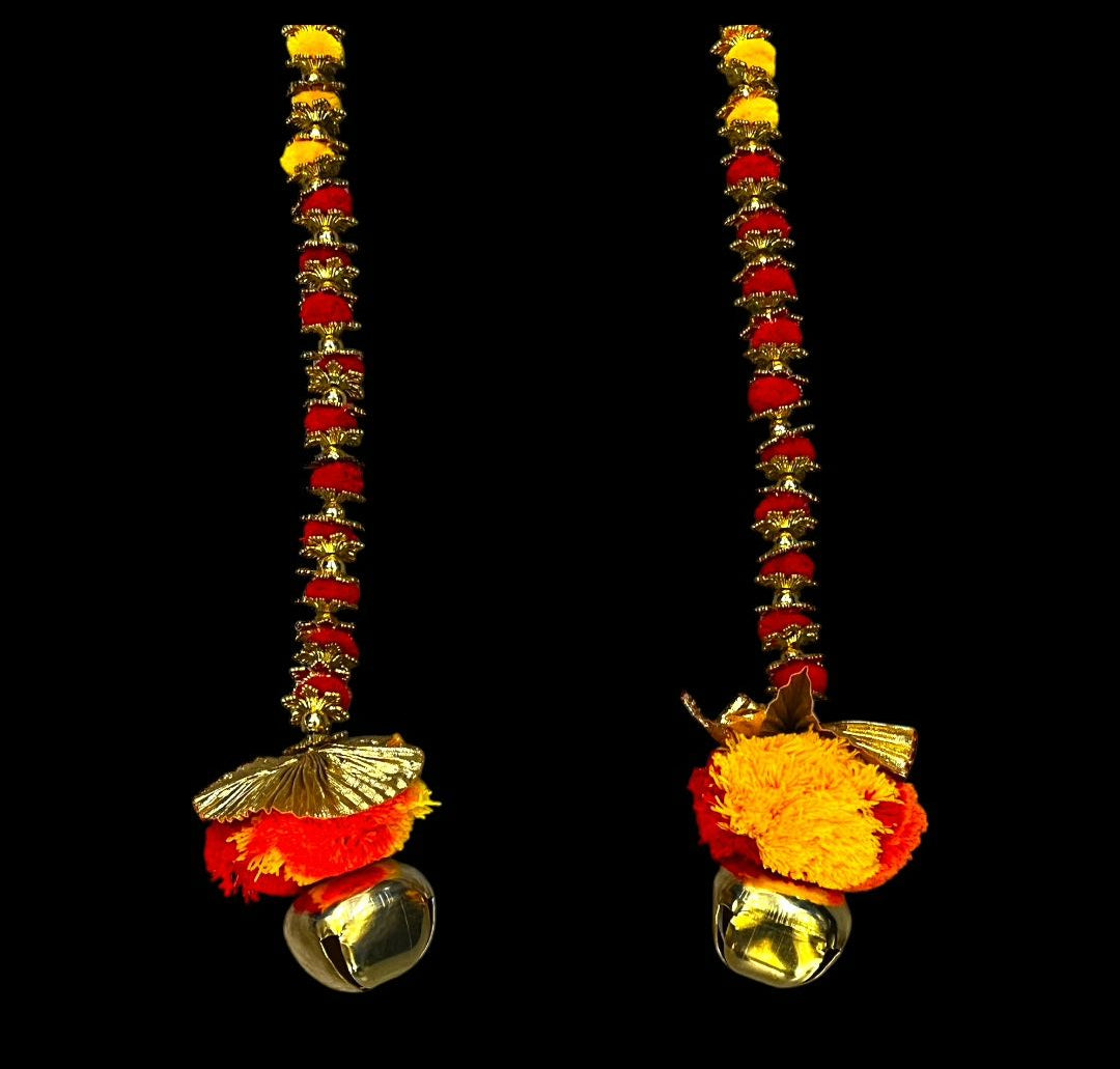 Handmade colourful Hanging Decoration for Weddings and Festive Occasions. Set of 2